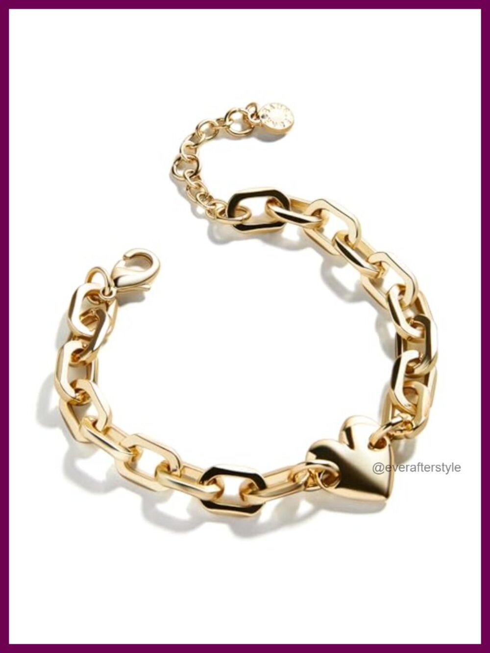 Gold-Plated Link Bracelet Adjustable Heart Charm Lobster Clasp